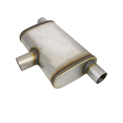 Universal Muffler 2.5" Side In/Dual 2.25" Out - 9" x 4" x 14" Long OVAL Megaflow