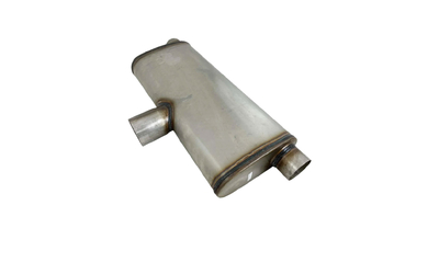 Universal Muffler 2.5" Side In/Dual 2.5" Out - 9" x 4" x 20" Long OVAL Megaflow