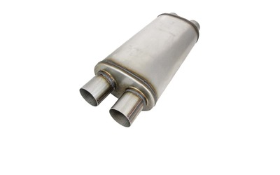 Universal Muffler 2.5" Dual In/Out - 9" x 4" x 16" Long OVAL - Megaflow