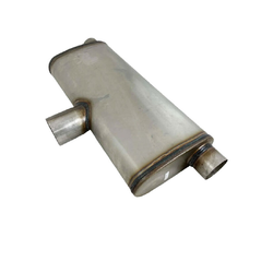 Universal Muffler 3" Side In/Dual 2.5" Out - 9" x 4" x 20" Long OVAL Megaflow