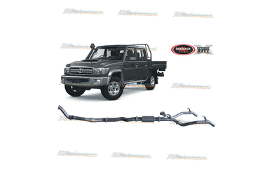 TOYOTA LANDCRUISER 70 SERIES DC UTE 4.5LT TD V8 REDBACK TWIN 3" EXHAUST WITH RESO