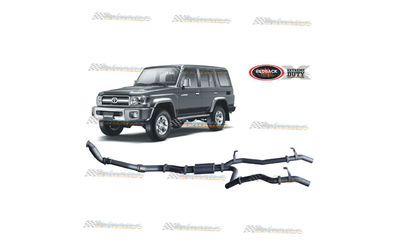 TOYOTA LANDCRUISER 76 SERIES WAGON 4.5LT TD V8 REDBACK TWIN 3" EXHAUST WITH RESO