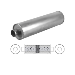 Universal Truck Muffler 2.5" Centre/Centre - 24" Long x 6" ROUND - Baffled