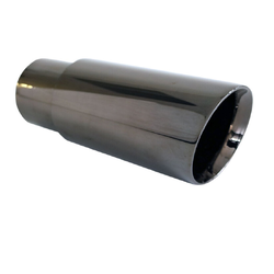 Angle Cut Inner Cone BLACK CHROME Exhaust Tip - 2.5" Inlet - 3" Outlet (6.5" Long)