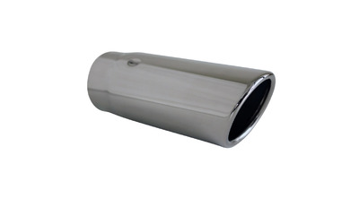 Angle Cut Rolled In STAINLESS Exhaust Tip - 2.25" Inlet - 2.5" Out (6.5" Long)