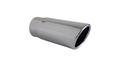 Angle Cut Rolled In STAINLESS Exhaust Tip - 2.25" Inlet - 2.5" Outlet (7" Long)