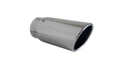 Angle Cut Rolled In STAINLESS Exhaust Tip - 2.5" Inlet - 3" Outlet (7" Long) 