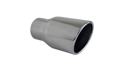 Angle Cut Rolled In STAINLESS Exhaust Tip - 2.5" Inlet - 3.5" Outlet (6.5" Long)