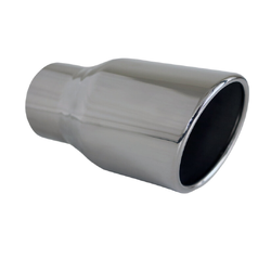 Angle Cut Rolled In STAINLESS Exhaust Tip - 2.5" Inlet - 3.5" Outlet (6" Long)
