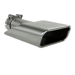 Angle Cut Rolled In STAINLESS Exhaust Tip - 2" Inlet - 130x55mm Outlet (9" Long)