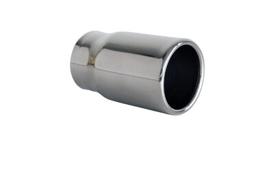 Straight Cut Rolled In STAINLESS Exhaust Tip - 2.5" Inlet - 3" Outlet (5" Long)