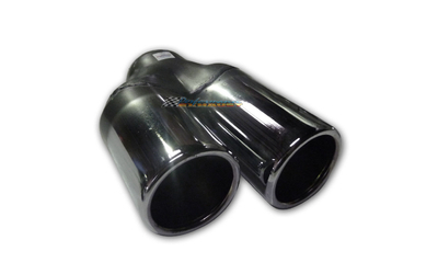 Straight Cut Rolled In Stepped STAINLESS Exhaust Tip - 2.25" In - Twin 2.5" Out