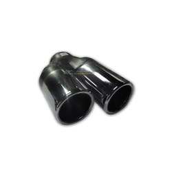 Straight Cut Rolled In Stepped STAINLESS Exhaust Tip - 2.25" In - Twin 2.5" Out