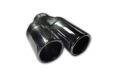 Straight Cut Rolled In Stepped STAINLESS Exhaust Tip - 2.5" In - Twin 2.5" Out