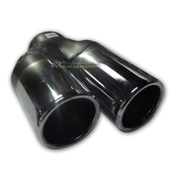 Straight Cut Rolled In Stepped STAINLESS Exhaust Tip - 2.5" In - Twin 2.5" Out