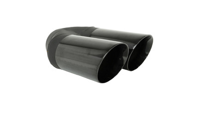 Angle Cut Inner Cone BLACK CHROME Exhaust Tip - 2.25" Inlet - Twin 3" Outlet