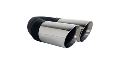 Angle Cut Inner Cone STAINLESS Exhaust Tip - 2.25" Inlet - Twin 3" Outlet