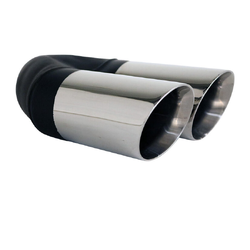 Angle Cut Inner Cone STAINLESS Exhaust Tip - 2.5" Inlet - Twin 3" Outlet
