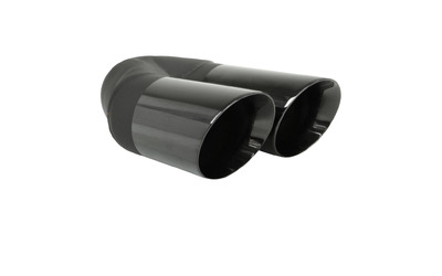 Angle Cut Inner Cone BLACK CHROME Exhaust Tip - 2.25" Inlet - Twin 3" Outlet LHS 