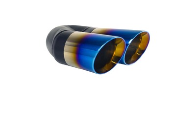 Angle Cut Inner Cone BLUE FLAME Exhaust Tip - 2.25" Inlet - Twin 3" Outlet LHS 