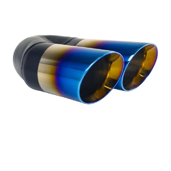 Angle Cut Inner Cone BLUE FLAME Exhaust Tip - 2.5" Inlet - Twin 3" Outlet LHS 