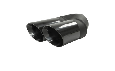 Angle Cut Inner Cone BLACK CHROME Exhaust Tip - 2.25" Inlet - Twin 3" Outlet RHS 