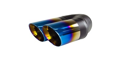 Angle Cut Inner Cone BLUE FLAME Exhaust Tip - 2.25" Inlet - Twin 3" Outlet RHS 