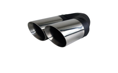 Angle Cut Inner Cone STAINLESS Exhaust Tip - 2.25" Inlet - Twin 3" Outlet RHS 
