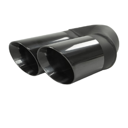 Angle Cut Inner Cone BLACK CHROME Exhaust Tip - 2.5" Inlet - Twin 3" Outlet RHS 