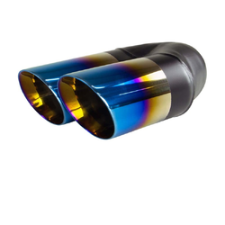 Angle Cut Inner Cone BLUE FLAME Exhaust Tip - 2.5" Inlet - Twin 3" Outlet RHS 