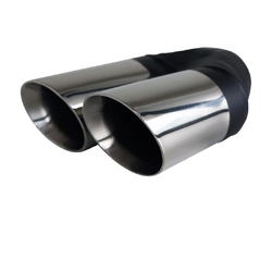 Angle Cut Inner Cone STAINLESS Exhaust Tip - 2.5" Inlet - Twin 3" Outlet RHS 