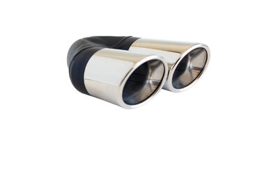 Angle Cut Rolled Inner Cone STAINLESS Exhaust Tip - 2.25" In - Twin 3" Out LHS 