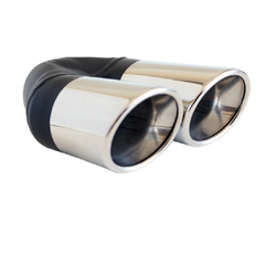 Angle Cut Rolled Inner Cone STAINLESS Exhaust Tip - 2.25" In - Twin 3" Out LHS 
