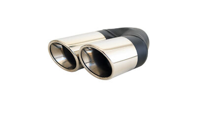 Angle Cut Rolled Inner Cone STAINLESS Exhaust Tip - 2.5" In - Twin 3" Out RHS
