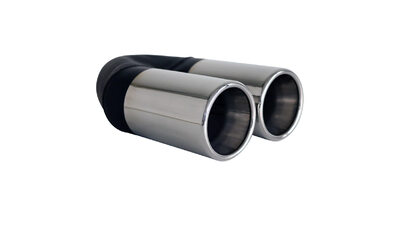 Straight Cut Rolled Inner Cone STAINLESS Exhaust Tip - 2.25" In - Twin 3" Out 