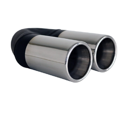 Straight Cut Rolled Inner Cone STAINLESS Exhaust Tip - 2.25" In - Twin 3" Out 