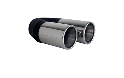 Straight Cut Rolled Inner Cone Stepped SS Exhaust Tip - 2.25" In - Twin 3" Out 