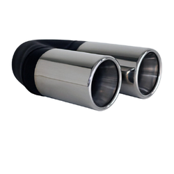 Straight Cut Rolled Inner Cone Stepped SS Exhaust Tip - 2.25" In - Twin 3" Out 