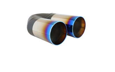 Straight Cut Inner Cone Stepped BLUE FLAME Exhaust Tip - 2.25" In - Twin 3" Out