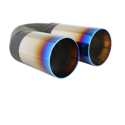 Straight Cut Inner Cone Stepped BLUE FLAME Exhaust Tip - 2.25" In - Twin 3" Out