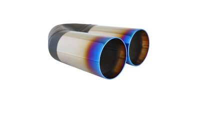 Straight Cut Inner Cone BLUE FLAME Exhaust Tip - 2.25" Inlet - Twin 3" Outlet 