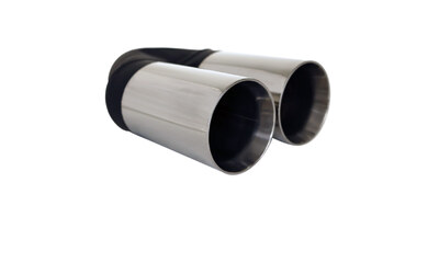 Straight Cut Inner Cone STAINLESS Exhaust Tip - 2.25" Inlet - Twin 3" Outlet