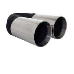 Straight Cut Inner Cone STAINLESS Exhaust Tip - 2.25" Inlet - Twin 3" Outlet