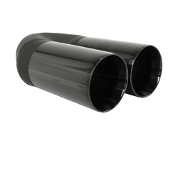 Straight Cut Inner Cone BLACK CHROME Exhaust Tip - 2.5" Inlet - Twin 3" Outlet