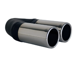 Straight Cut Rolled In STAINLESS Exhaust Tip - 2.25" Inlet - Twin 2.5" Outlet