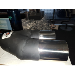 Straight Cut Stepped STAINLESS Exhaust Tip - 2.25" Inlet - Twin 2.5" Outlet