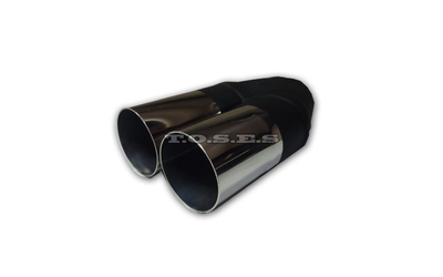 Straight Cut STAINLESS Exhaust Tip - 2.25" Inlet - Twin 2.5" Outlet
