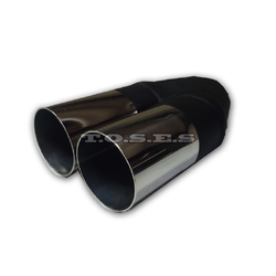 Straight Cut STAINLESS Exhaust Tip - 2.25" Inlet - Twin 2.5" Outlet
