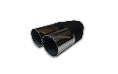 Straight Cut STAINLESS Exhaust Tip - 2.5" Inlet - Twin 2.5" Outlet