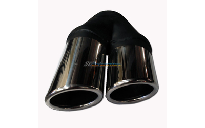 Straight Cut Stepped STAINLESS Exhaust Tip - 2.25" Inlet - Twin 3" Outlet